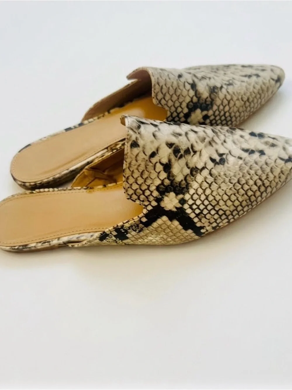 Express Snake-Print Slip-On Mules